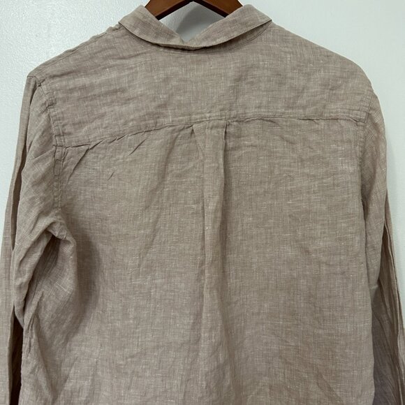 Uniqlo Button Up Long Sleeves 100% Linen Shirt Womens size M Natural Minimalist - Picture 10 of 15